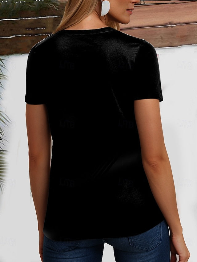 Women's T Shirt Print Graphic Letter Stylish Classic Casual