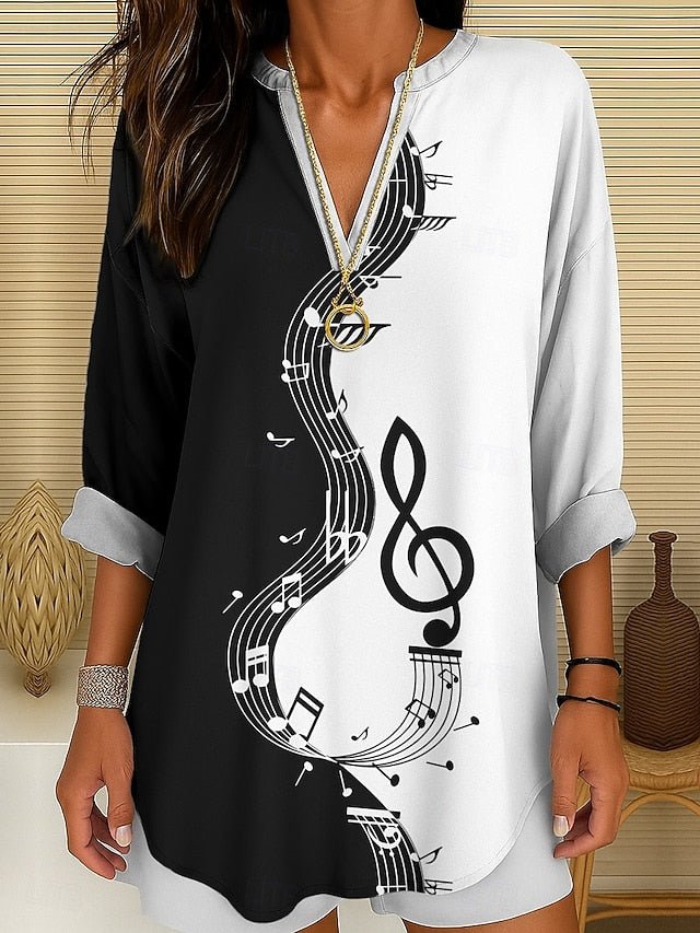 Music Festival Women's Blouse Linen Like Breathable