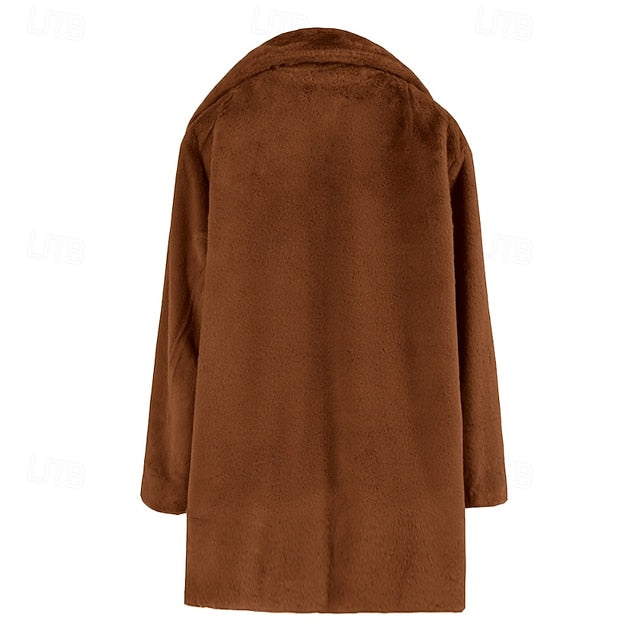 Pocket Casual Fur Warm Comfortable Coat Women's Faux