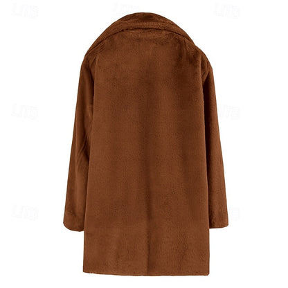 Pocket Casual Fur Warm Comfortable Coat Women's Faux