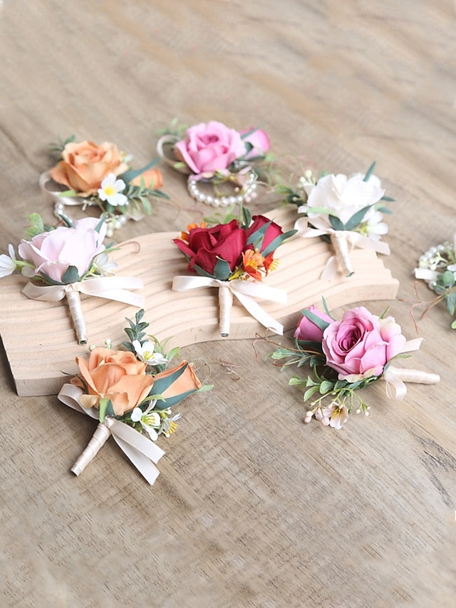 Corsage Wedding Boutonniere Elegant and – Wrist Artificial