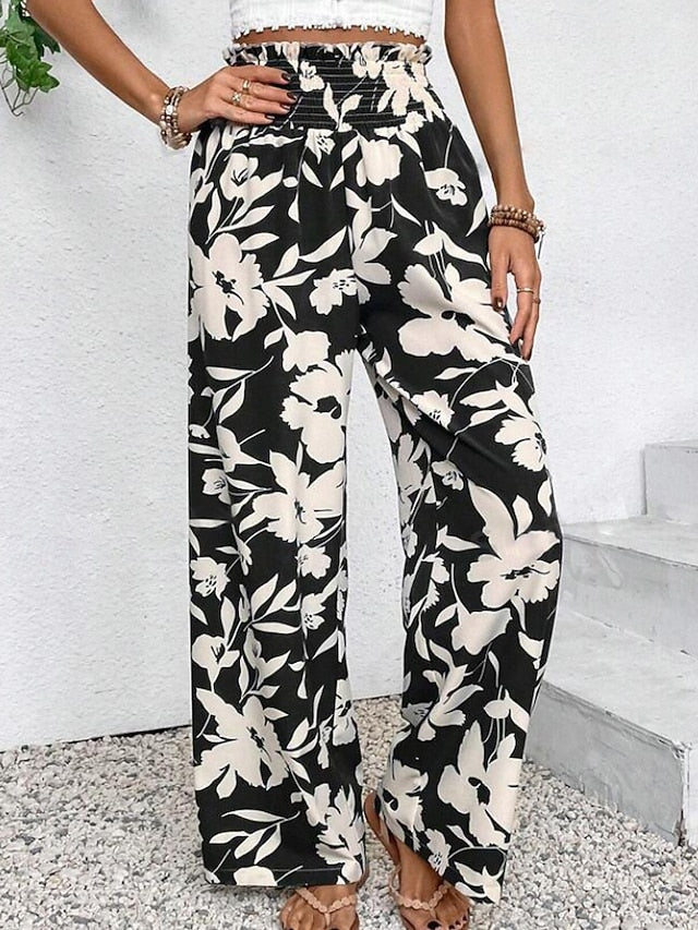 Women's Slacks Pants Trousers Boho Full Length Natural