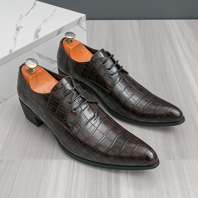 Pattern Red Leather – Crocodile Faux Shoes Men's