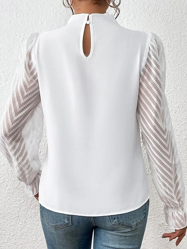 Women's Shirt Blouse Patchwork Plain Modern Casual Long