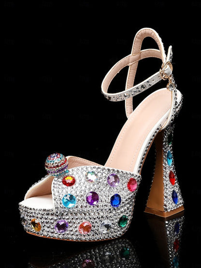 with Women's Rhinestone Platform Matching Sandals High Heel