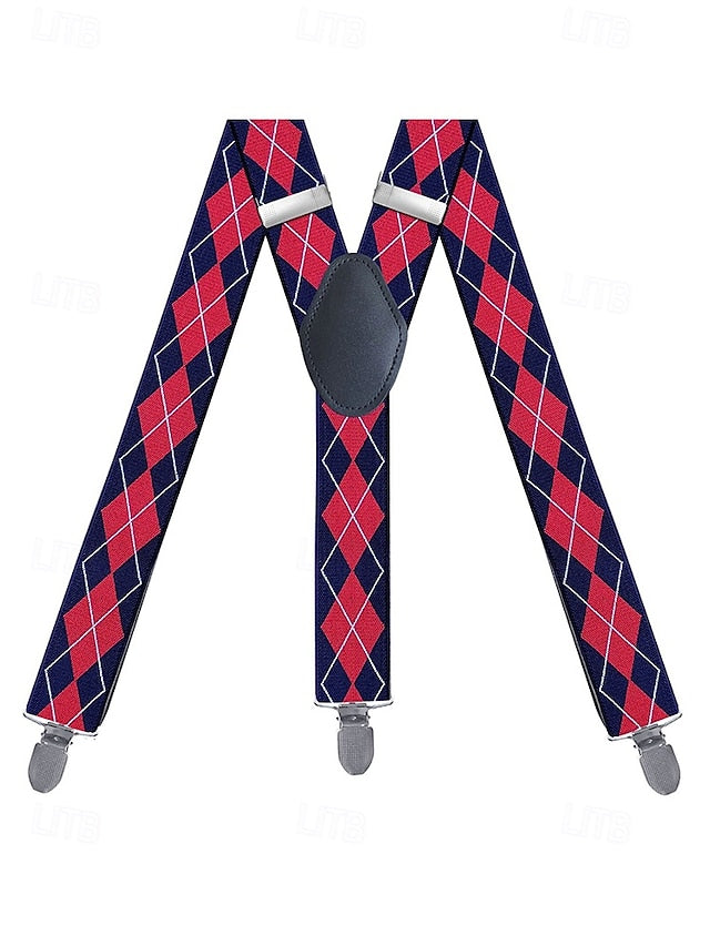 Clip-On Men's Classic Suspenders Pattern Argyle –