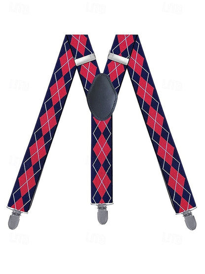 Clip-On Men's Classic Suspenders Pattern Argyle –