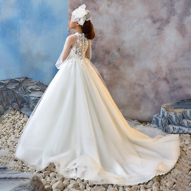 Communion Color Solid Kids Girls' First Party Dress