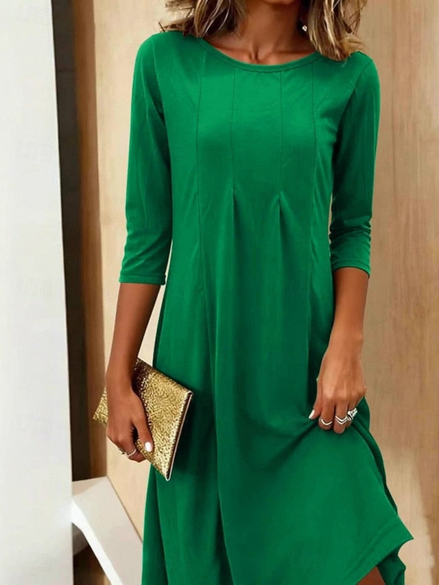 Women's Midi Dress Shift Dress Casual Daily Loose Fit Plain