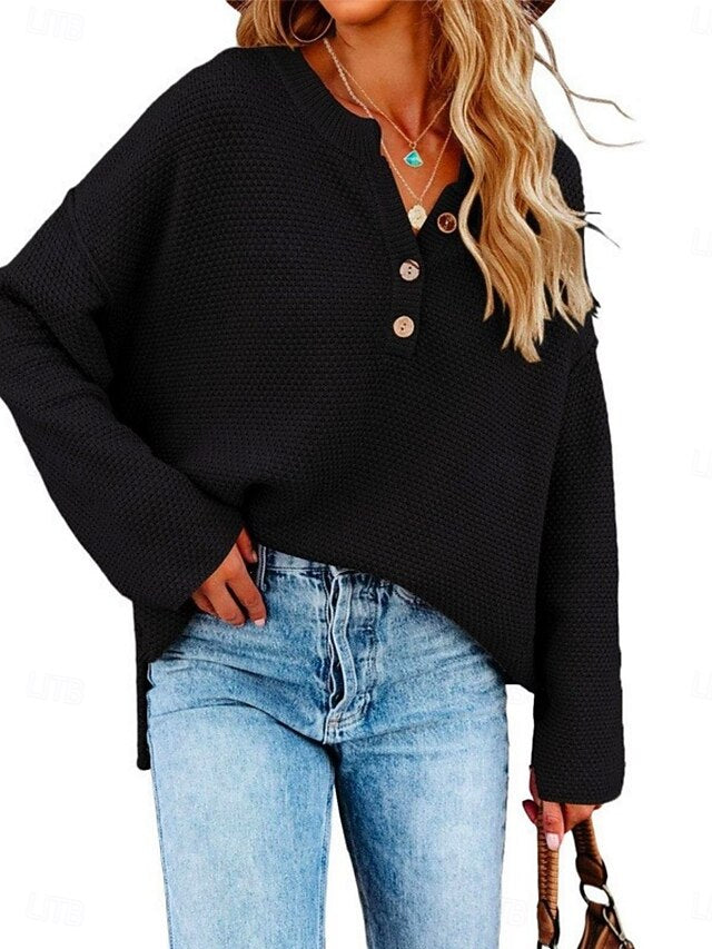 Women's Blouse Buttons Solid Color Tropical Casual Long