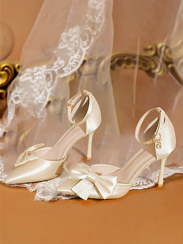 Ankle Strap Women's Champagne Pumps Classy – Bow Pointed