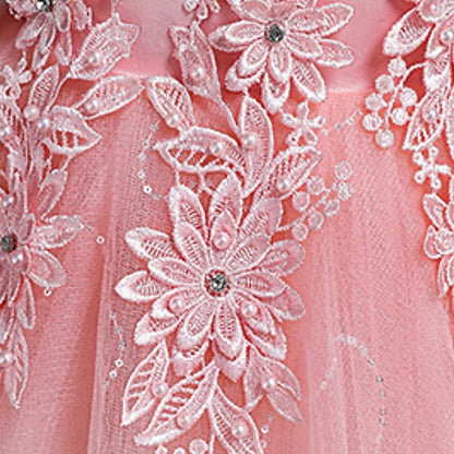 Girls' Dress Line Floral Colored Solid Kids A