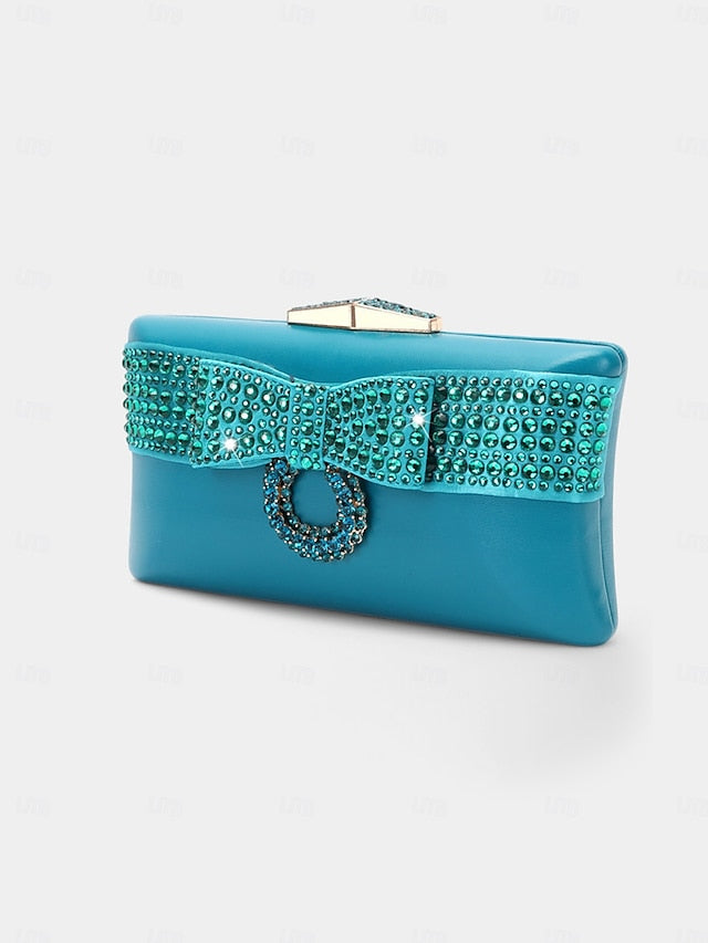 Rhinestone with Flat Gold Bow – Sandals Matching Clutch