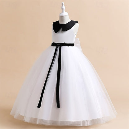 Performance Sleeveless Block Color Dress Girls' Party Kids