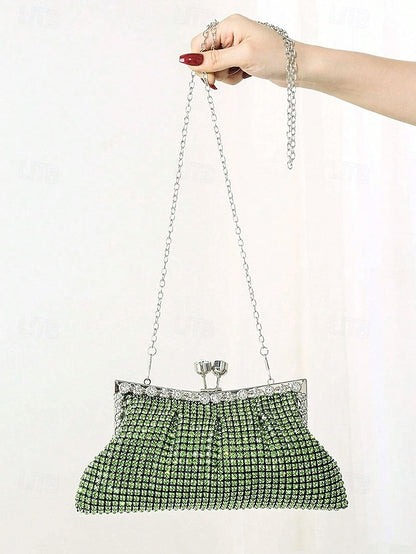 – Clutch Women's Vintage Sage Rhinestone Green Purse