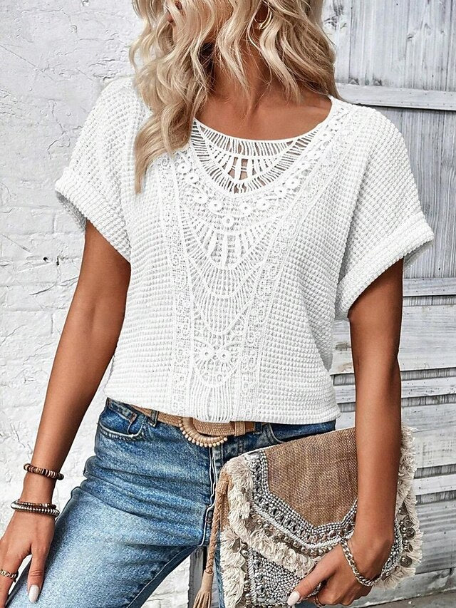 Women's Shirt Blouse Lace Tops Lace Plain Stylish Classic