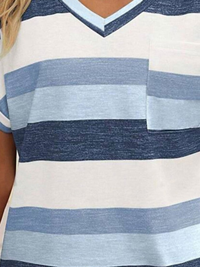 Women's T Shirt Striped Fashion Modern Casual Short Sleeve