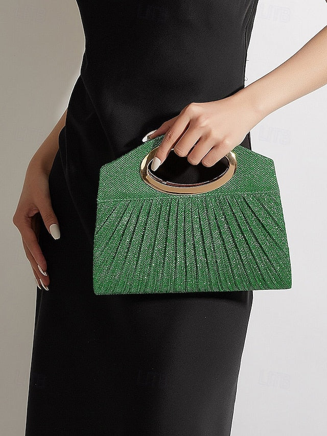 Handle Clutch Evening Women's Bag Glitter with Gold