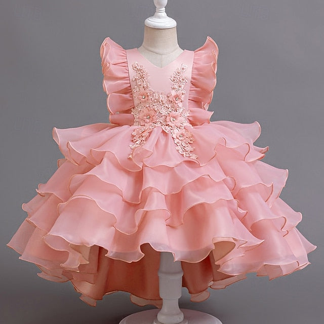 Dress Floral Kids Girls' Asymmetrical Party