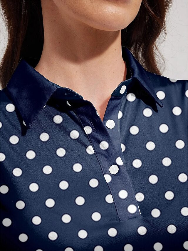 Women's Golf Polo Shirt Dark Blue Sleeveless Top Ladies