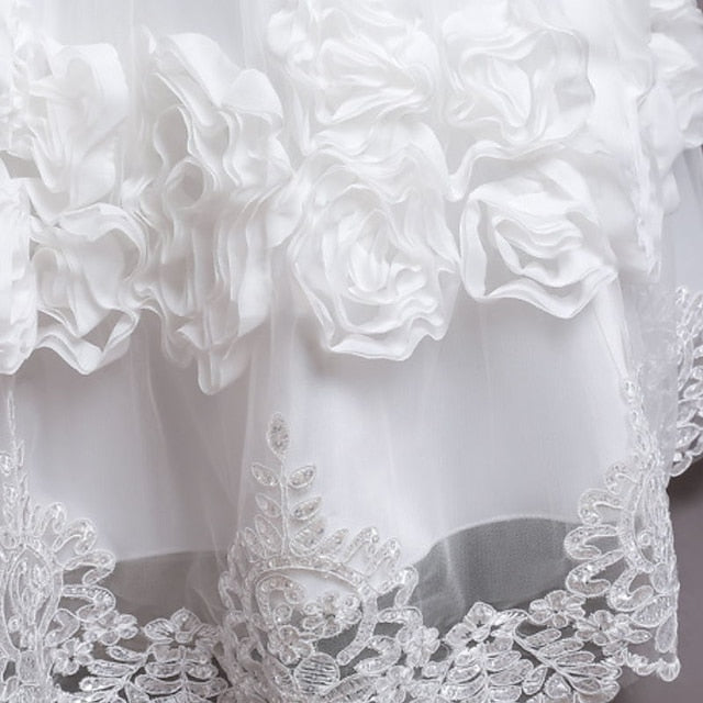 Dress Girls' Floral Line A Party Little Kids Plain