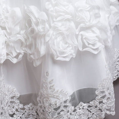 Dress Girls' Floral Line A Party Little Kids Plain