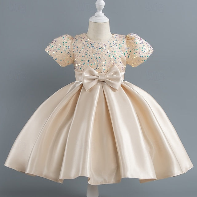 Sequin Short Girls' Toddler Wedding Sleeve Party Dress