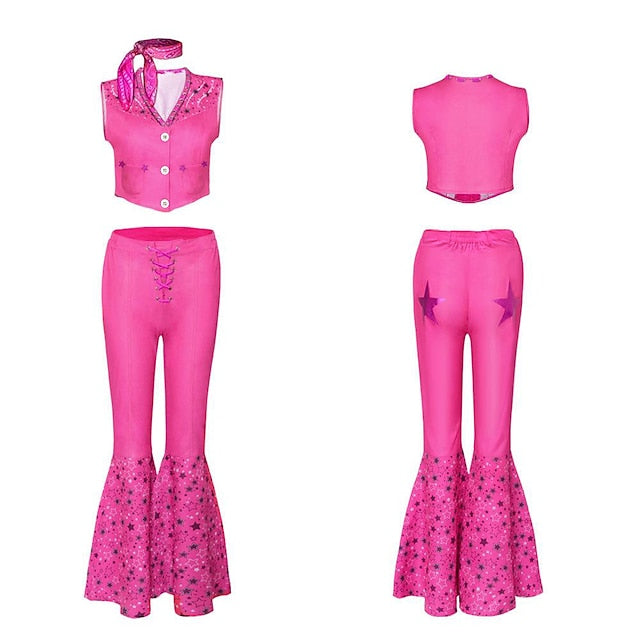 Pink West Cowgirl Outfit Doll Pants Vest Scarf Women's