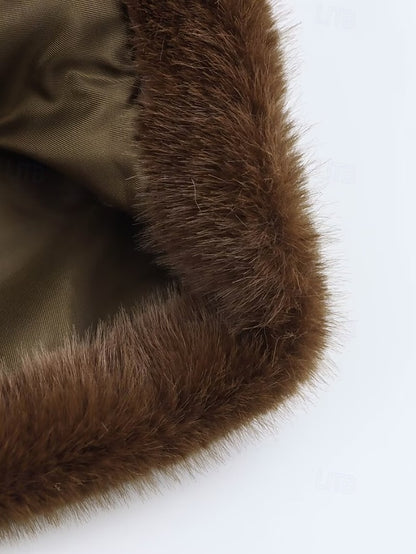 Coat Faux Warm Teddy Fur Comfortable Women's Buttons