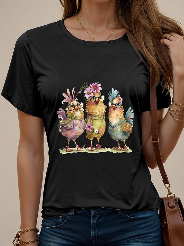 Women's T shirt Tee 100% Cotton  Daily Casual Short Sleeve