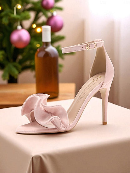 Women's Sandals Red Strap Heel Elegant Ankle - High Velvet