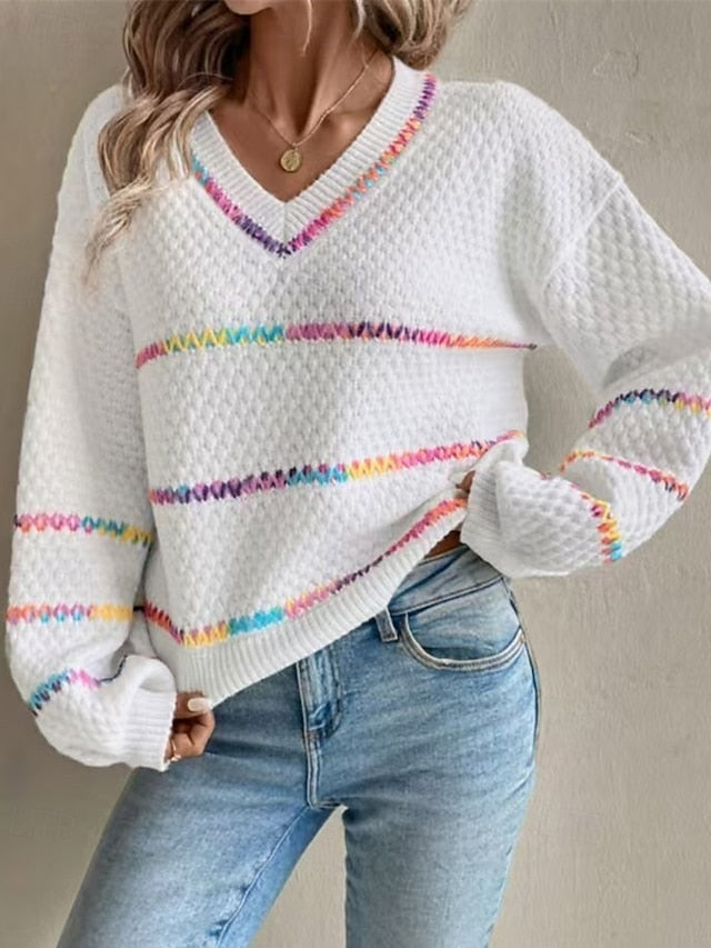 Women's Sweater Pullover Daily Stylish Casual Striped