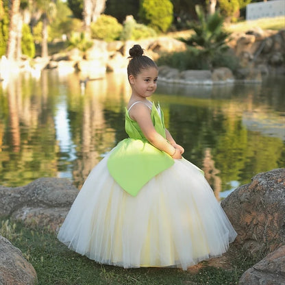 Bell Princess Fairytale Tiana Theme Dress Girl Tinker Flower