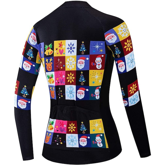 Women's Cycling Jersey Santa Claus Patterned Funny Long