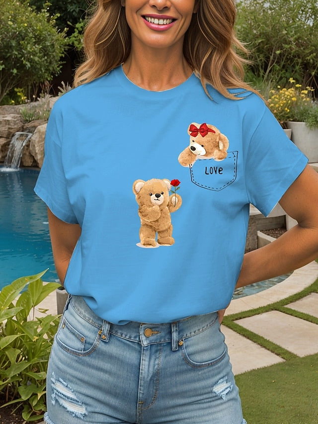 Women's T Shirt Print LOVE Graphic Animal Vintage Stylish