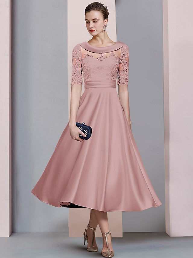 A-Line Tea Length Party Dress Cocktail Dress Wedding Guest Dress