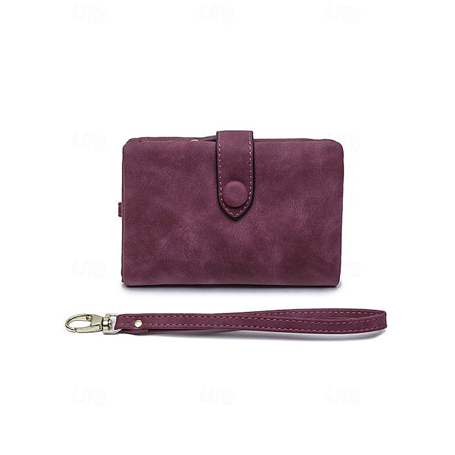 with Leather Women's Wrist Strap Faux Pink Wallet –