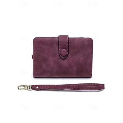 with Leather Women's Wrist Strap Faux Pink Wallet –
