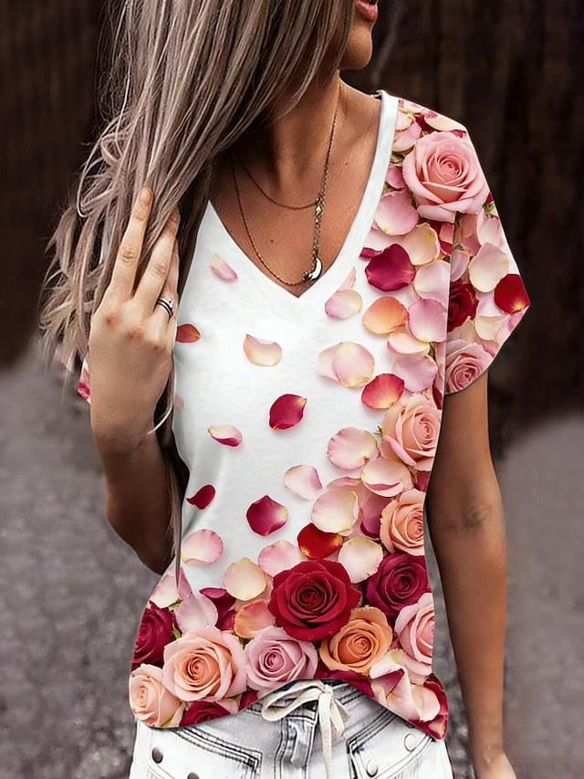 Valentine's Day Women's T Shirt Tee Top Print Floral
