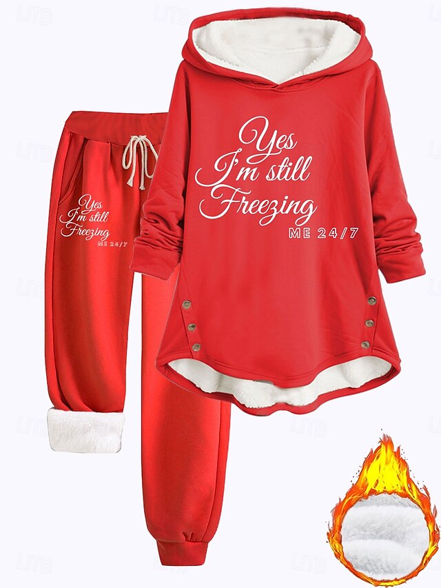 Women's 2 Pieces Fluffy Pyjama Set Long Sleeve Top and Pant
