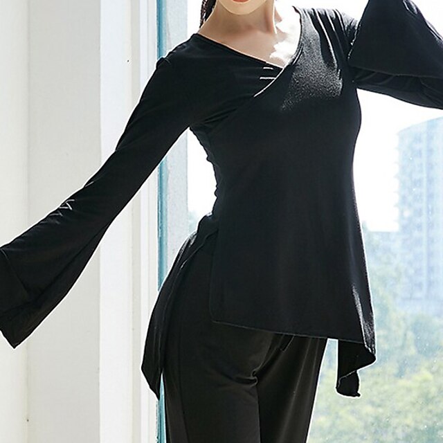 Breathable Ballet Top Split Ruching Solid Women's Training