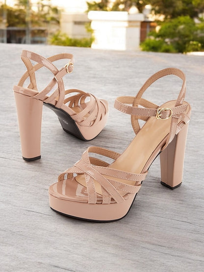 Heel Nude High Women – Platform for Sandals Strappy