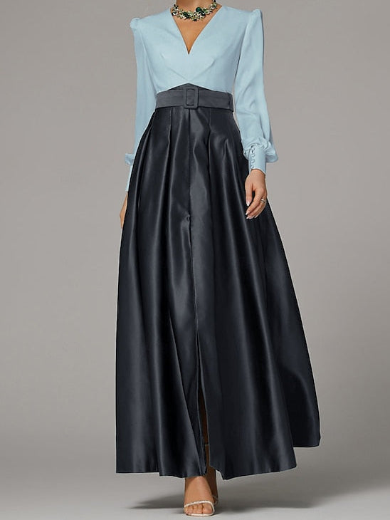 A-Line Dress Floor High Guest Gown Formal Evening Split Wedding