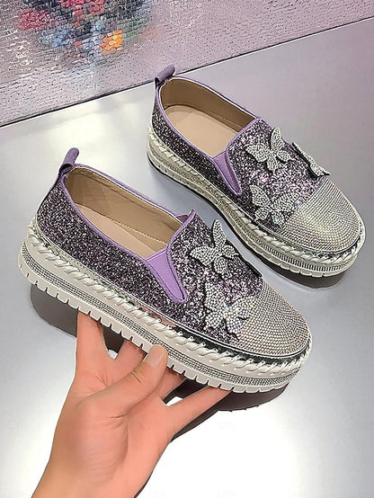 Purple Slip-On with Sneakers Glitter Platform Women's