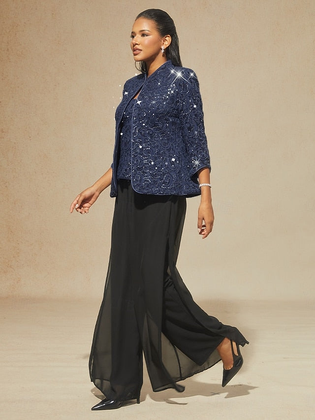 Women's Dressy Tops Twinset Elegant Lace Sequins Paisley