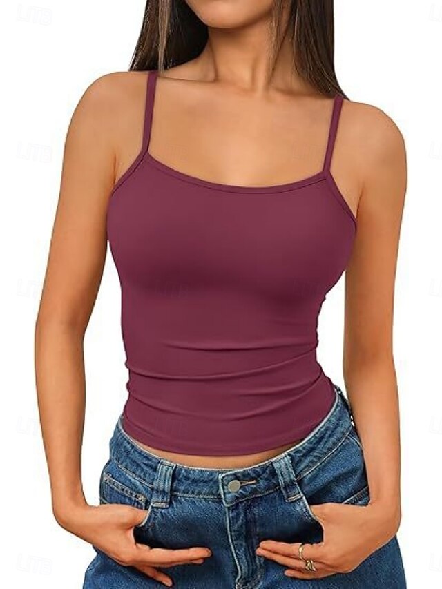 Women's Tank Top Sleeveless Shirt Tee Top Solid Color