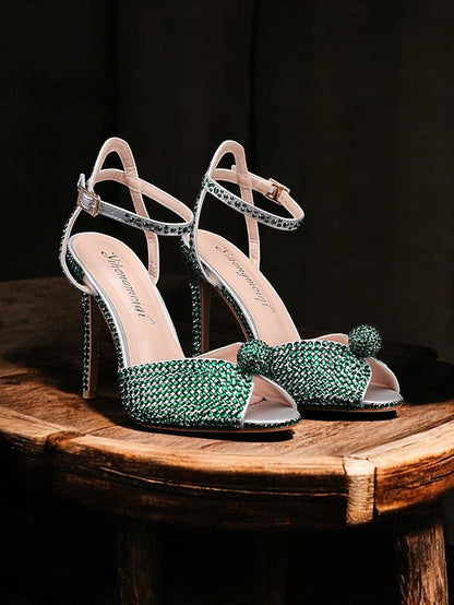 Women's Stiletto Embellished with Rhinestone Heel Sandals
