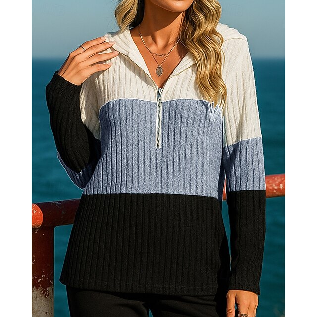 Women's Pullover Sweatshirt Casual Hoodies Half Zip Long