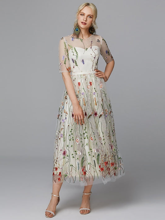 A-Line Floral Dress Valentine's Day Wedding Guest Tea