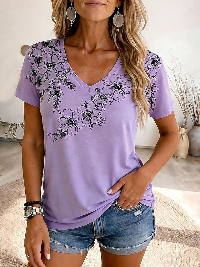 Women's T Shirt Print Floral Graphic Plants Bohemia Vintage